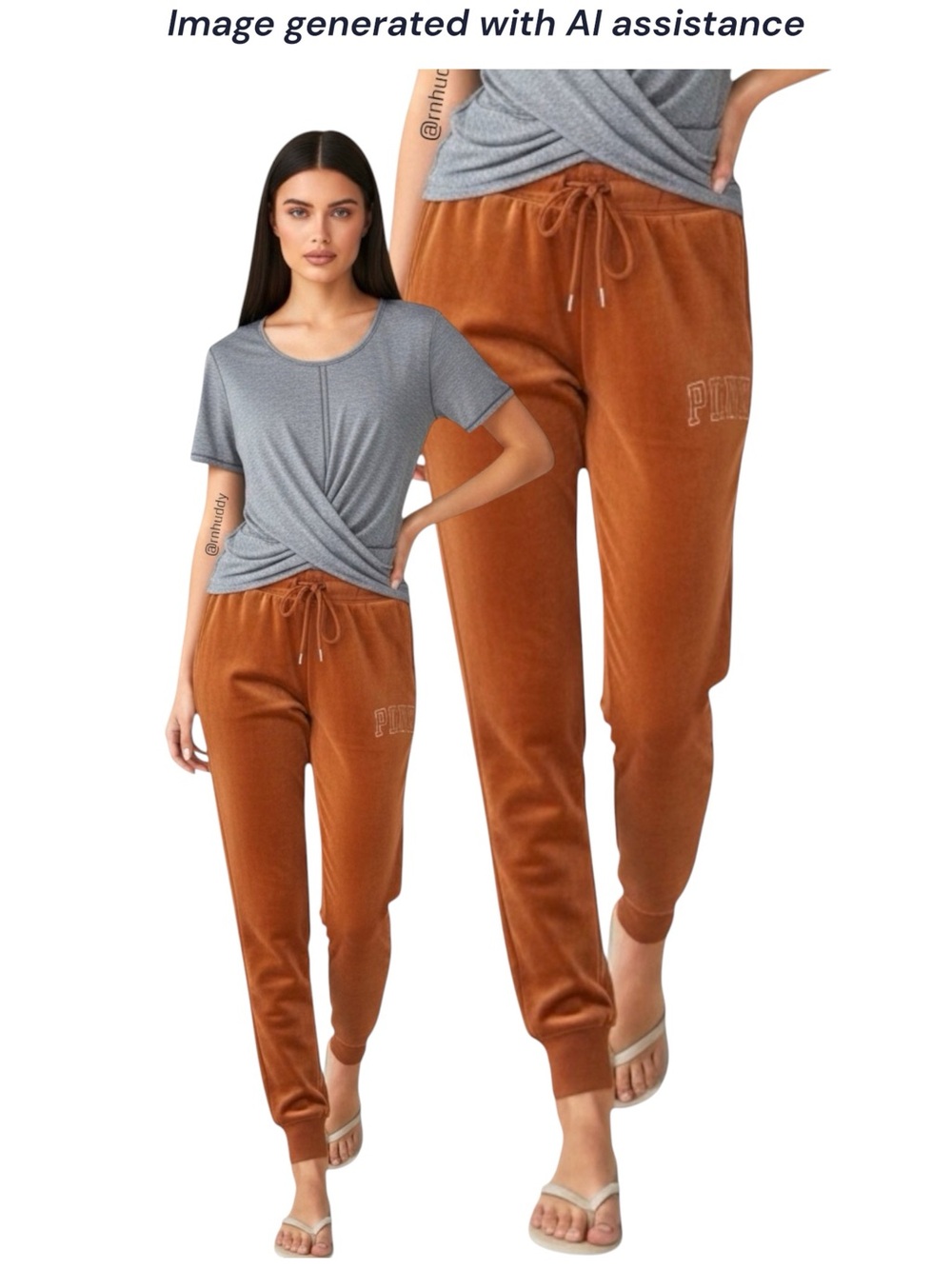 VS Pink L orange velour jogger
